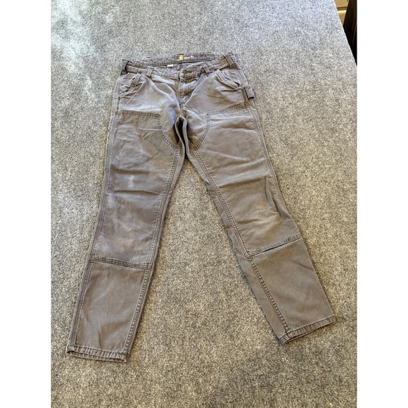 Carhartt Pants Women 10 Regular Gray Slim Fit Double Knee Utility Workwear Jeans - Picture 1 of 11